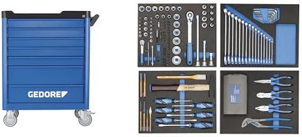 GEDORE WSL-L-TS-147 Werkzeugwagen Workster - Professionelles 147-teiliges Werkzeugsortiment im Mobilen Wagen, Robuste Ausführung für Werkstatt und Industrie, Vielseitig Einsetzbar