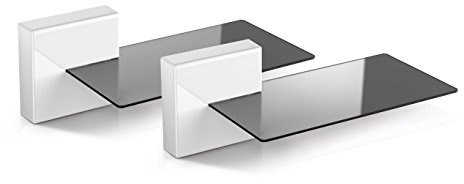 Meliconi Ghost Cube Soundbar Blanco, Sistema de Tapas de Cables modulares con Estante de Cristal Ideal para Barra de Sonido