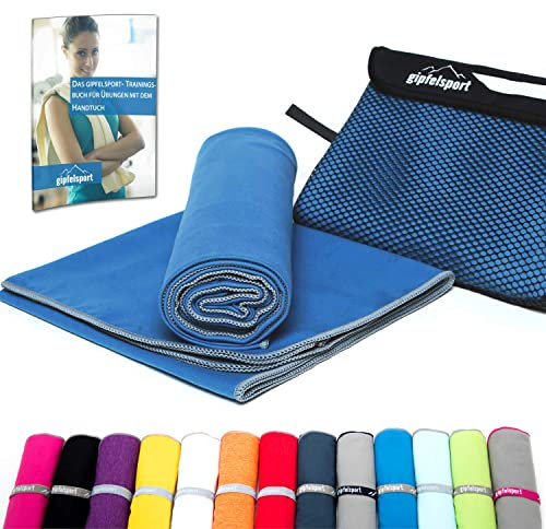 gipfelsport Mikrofaser Handtuch - Microfaser Handtücher Set, Strandtuch, Badetuch I groß, schnelltrocknend I für Sport, Beach, Reise, Outdoor, Camping I leicht, dünn, klein I 200x90cm I Blau