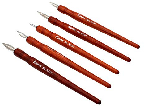 Juego de bolígrafos de cómic Hillento, 5 lápices de madera para el artista juego de lápices de dibujos animados bolígrafos de caligrafía con 5 puntas - ideal para manga/cómic/caligrafía