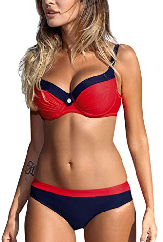 Maillot de Bain Femme 2 Pièces avec Armature Bikini Sexy Bresilien Push Up