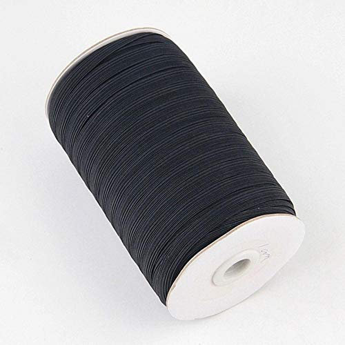Tusin - Cinta elástica de goma elástica de 3 mm, 6 mm, 8 mm, 10 mm, 12 mm de ancho para pantalones, ropa de bricolaje, accesorios de costura para el hogar, negro, 3 mm
