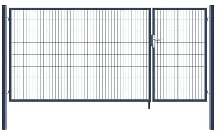 Home Deluxe - Portail de jardin à double battant ADITUS - Anthracite, 160 x 350 cm - avec poignée, serrure, clés et verrouillage au sol I Portail de jardin Portail d'entrée Porte de cour