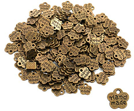 400 Stück Antique Handmade Metall knöpfe Label Charm Anhänger DIY Handwerk Handmade Herstellung Zubehör Basteln Dekorationen Handmade Kleidungszubehör Dekor DIY Handmade Kleideretiketten