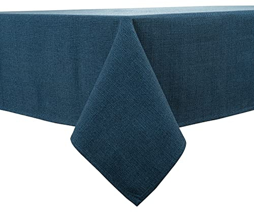 Tischdecke in Marineblau 140 x 240 cm, wasserabweisend, mit Leinenoptik | Rechteckig, bügelfrei, waschbar, Restaurant, Küche, Esstisch, Party, Outdoor, Dekorativ, Weihnachten, Neujahr, Café, Garten