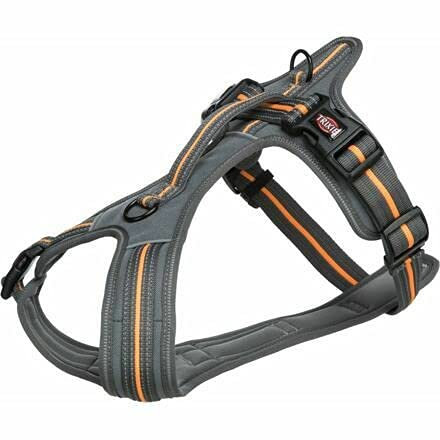TRIXIE Fusion Komfortgeschirr, L-XL, 72-89 cm/30 mm, Graphit/Papaya