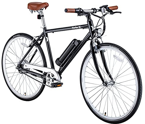 Hurley Electric Bikes Amped Urban Single Speed E-Bike (Blue Sea, Large / 19)