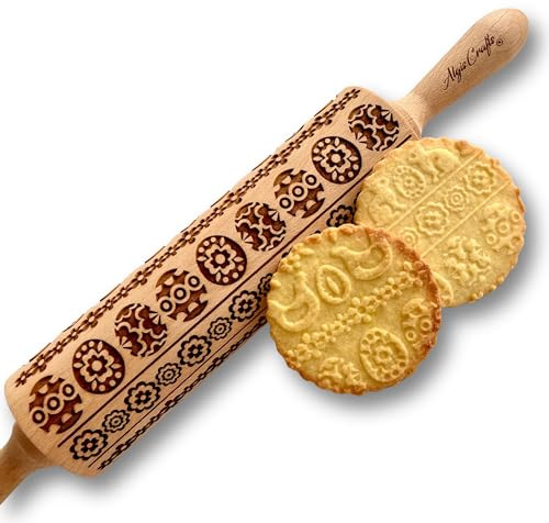 FASCIA PASQUALE Mattarello Legno Goffrato | Mattarello Inciso | Rullo per Biscotti e per Modellare | Mattarello di Pasqua | Mattarello Decorativo per Biscotti di Algis Crafts