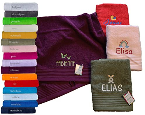Classic Handtuch mit Namen & Motiv oder Sternzeichen Bestickt | personalisiert, 20 Farben und viele Motive zur Auswahl