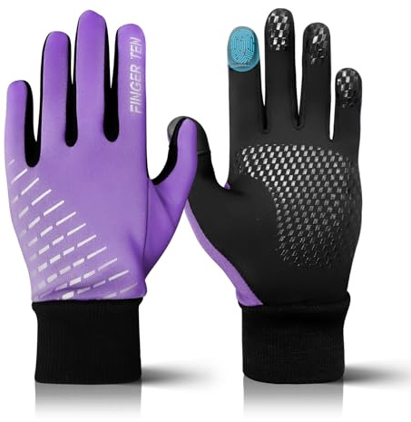 AXKAL Winter Gloves Kids Cycling Grip Warm Comfortable Anti-Slip Value Pair, Glove Soft Durable Running Walking Hiking School Lightweight For Boys Girls Youth Children (M, Purple)