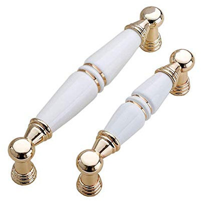 Möbelgriff, Schrankgriff, Roségold, Keramikgriff, Schrank, Kleiderschrank, Türgriff, Wohnmöbel, Hardware-Zubehör für Schrank, Kleiderschrank (weiß 96 mm)