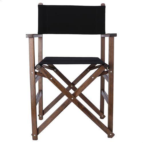 WELL HOME MOBILIARIO & DECORACIÓN Sillón Director Estructura Nogal con Lona Negra, 51x46x86 cm