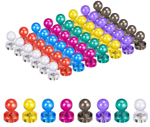 luvtree Lot de 48 aimants puissants – punaises magnétiques colorées pour Tableau Blanc. Idéal pour Bureau, école, réfrigérateur, casier et Autres Surfaces métalliques.