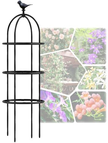 Rankobelisk Spalier Tomatenkäfig Durable Metall Obelisk für Kletterpflanzen und Rosen 180x50cm 230x50cm 280x50cm 330x50cm (Color : Black, Size : H180x D50cm(5.9x1.6ft))