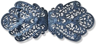 Hartmann-Knöpfe elegante grau/schwarz Trachten Schürzen Dirndl Schliesse Schnalle Verschluss Haken Metall 100mmx45mm (1 Stück)