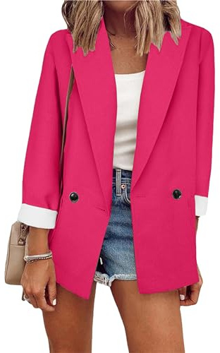 ZICUE Moda Femminile Blazer A Manica Lunga A Tinta Unita Casual Blazer A Doppio Bottone Risvolto da Ufficio Blazer da Lavoro