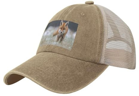 YWSOTRE Niedlicher Fuchs-Druck, Trucker-Hüte, Cowboy-Mesh-Baseballkappe, verstellbare Klassische Papa-Hüte
