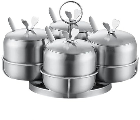 Luminexia Stainless Steel Seasoning Box Set,Seasoning Jar,Stainless Steel Seasoning Rack,with Seasoning Box And Lid,Salt Pepper Sugar Storage Organizers