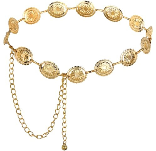 1 Stück Kettengürtel Damen Taillenkettengürtel Gold Metall Western Gürtel Verstellbarer Vintage Kleid Jeans Taillenkette für Damen Legierungsgürtel Metallbund