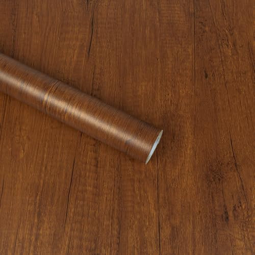 Abyssaly Klebefolie Möbel Holzoptik Braun, Möbelfolie Selbstklebend Folie, Vintage Dekorfolie für Möbel Wand Fensterbank Schränke Küche Tische Tapete 40cm X 300cm