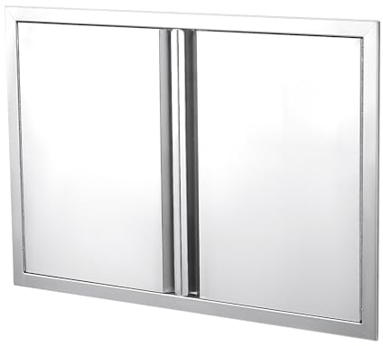 GarveeLife Grill-Zugangstür, 61 x 61 cm (B x H), doppelte Außentür, wetterfest, eingebauter 304 Edelstahl mit versenktem Griff für draußen, Gewerbe, Grillinsel, Grillstation, Außenschrank