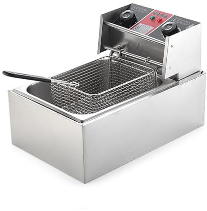 VITIWEDTY Freidora - Freidora EléCtrica, Freidora De Tanque Comercial De Acero Inoxidable, Control De Temperatura Ajustable Y FáCil De Limpiar (8L)