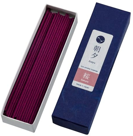 Asayu Japan Räucherstäbchen - Sakura Kirschblüten Duft, ca. 40 Stück (20g), 13.5cm Länge, Wenig Rauch, Made in Japan - Für Yoga, Zen Meditation & Entspannung