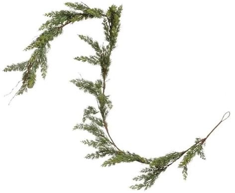 JKUHA 3m/9.8ft Christmas Vine Garland, Christmas Flocked Artificial Cypress Vines Garland Decor, Fake Greenery Cedar for Home Wall Door Decor