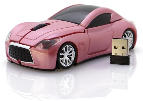 DAY DAY HAPPY Computer-Funkmaus Auto optische Mäuse mit LED-Scheinwerfer (Pink)