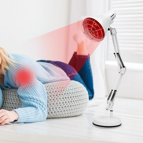 Lampe à lumière rouge - 100-150W - Lampe chauffante infrarouge - Lampe thérapeutique - Avec socle et minuterie - Pour un usage domestique - Pour les personnes souffrant d'articulations et de douleurs