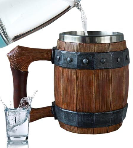 Beer Mugs with Handles Antique Men's Barrel Handmade Large Capacity Bar Cup
