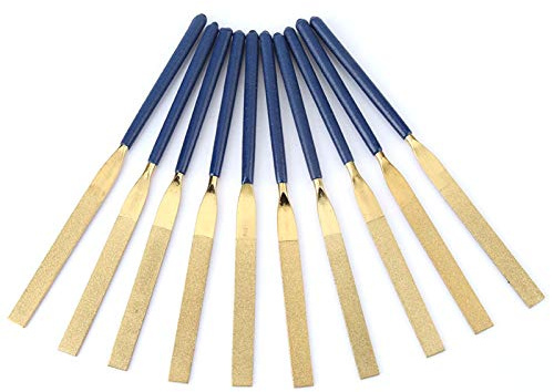 Diamantfeile, Nadelfeilen-Set, Flaches Riffelfeilen-Set, 10 Stück, Diamant-Flachfeilen, Nadelfeile für Metall, Holz, Stein, Glas, Schmuck, Schnitzen, Polieren,
