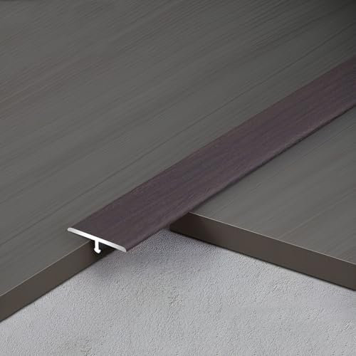 Tira De Umbral Para Pisos Y Baldosas De Madera, Perfil De Transición Para Piso Con Moldura En T, Tira De Transición Para Eliminar Juntas Tarima(Black walnut,2.5cm/0.98in)