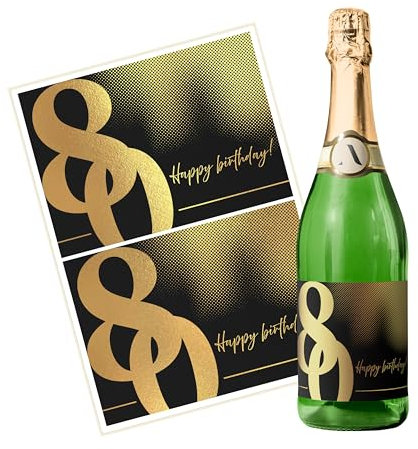 Sticker für Flaschen selbst gestalten – 2 Etiketten zum Geburtstag für Wein, Sekt – selbstklebend, wasserfest – Happy Birthday Aufkleber für Flaschen als Geschenk für Frauen und Männer - PUNKTE-80