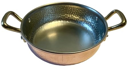 PARDINI Schmortopf aus verzinntem Kupfer, 14 cm, Höhe 5 cm, mit 2 Griffen, Profi-Linie.