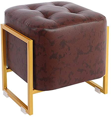 Praktischer Schuhhocker, Schminkhocker, Fußhocker, Sitzkissen für Wohnzimmer, Wechselschuhbank, Metallrahmen, Kinderbank, Braun