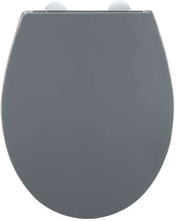 Siège WC Mod. Ostuni incassable thermoplastique gris avec fermeture douce Easy Close et fixation inox tampon mural inclus 37 x 44,5 cm