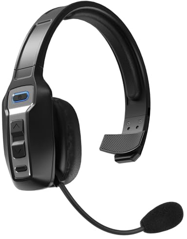 Bluetooth Headset for Truck Drivers, Single Ear Wireless Headphones with Mic Noise Cancelling, Mute Button, Hands-Free, 60H Playtime for Call Center, Office, Cell Phone