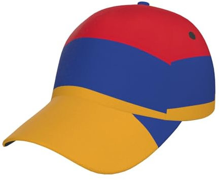 Flagge von Armenien, stilvolle gebogene Baseballkappen, verstellbar, für Sommer, Strand und tropische Abenteuer, Schwarz, Schwarz , Einheitsgröße