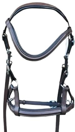Benz Equestrian Anatomical Padded Bridle with Comfort Headpiece, Noseband, and Rubber Reins Ideal for Jumping and Dressage (Brown , Cob)