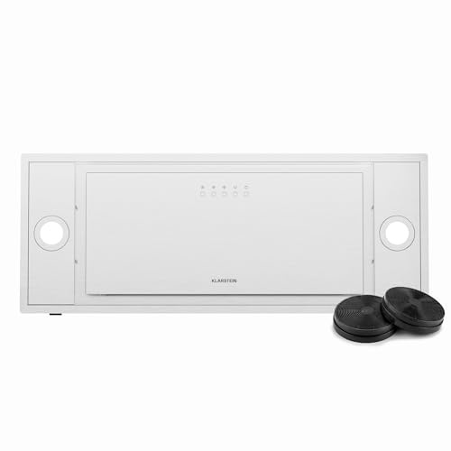 Klarstein TurboMax Hotte Aspirante, 75cm Hotte Cuisine Intégrée, 380 m³/h Débit d'Air, Énergie A+, LED, Filtre à Charbon & Aluminium, 3 Vitesses, Design Discret