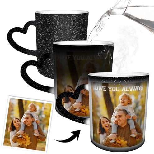 coobopet Taza personalizada con foto, taza personalizada con foto y texto termoadhesivos - 325 ml - Crea tu propia taza - Tazas de cerámica personalizadas para mamá
