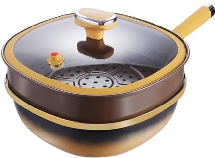 Padelle, padelle antiaderenti | Pentole profonde con coperchio, da cucina per cucinare uova e pancake, cottura elettrica a induzione e campeggio, 30,5 x 10,2 cm