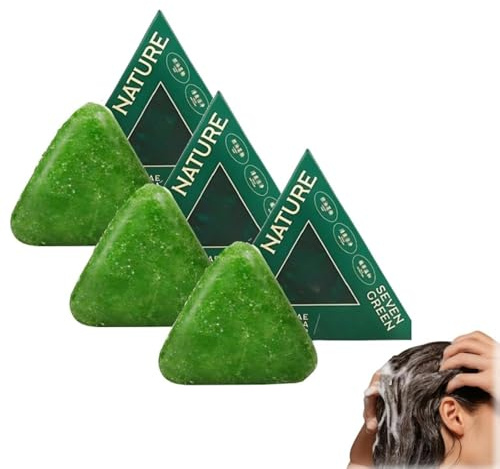 Nature Triangle Shampoo Bar, 2025 New Nature Seven Green ShampooBar, Festes Shampoo auf natürlicher Pflanzenbasis, sanfte Reinigung und nährende Pflege für gesund aussehendes Haar (3Pcs)