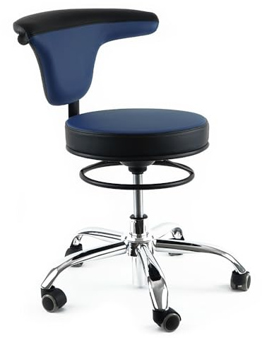HANDWERK - Objektmöbel - Versa Drehstuhl, Erzieherstuhl, Gesundheitsstuhl, Kunstleder, Farbe wählbar, um 360 Grad drehbar, höhenverstellbar, auf Rollen (Blau, 47-60 cm)