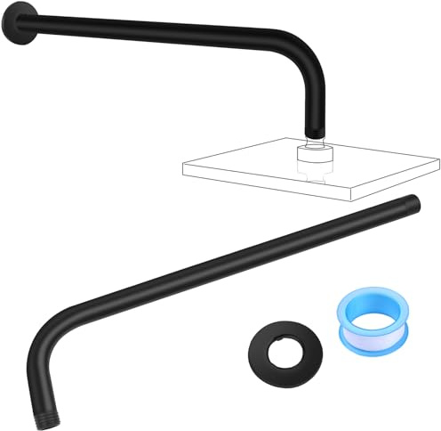 NAKIHOUSE Braccio doccia rotondo da 30 cm, in acciaio inox, per soffione doccia a pioggia, montaggio a parete (soffione doccia non incluso), nero