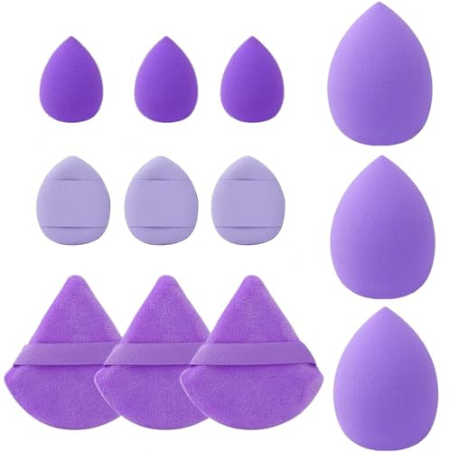 12 PCS Makeup Sponge Beauty Blender, Make-up Sponges for Foundation, Blending Sponge Powder-Puff for Liquid, Cream and Powder, Wet-Dry Dual-Use