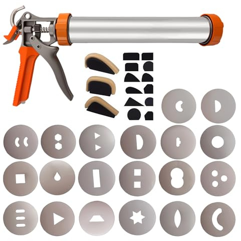 Dsyisvia Clay Roller Machine， Clay Extruder Tool with 20 Plates, Includes 12 Mug Handle Forms for Pottery Complete Polymer Clay Gun Kit，Handheld Clay Gun for Polymer Clay