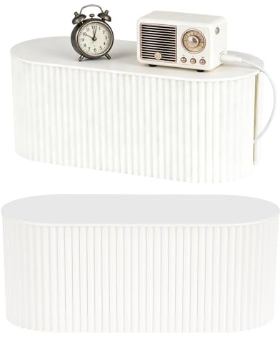 White Cable Tidy Box - Desktop Cord Management, Ventilation and Heat Dissipation, Top Storage, Saving Messy Desktop, Used for Office and Home Cable Management Box (White, L)