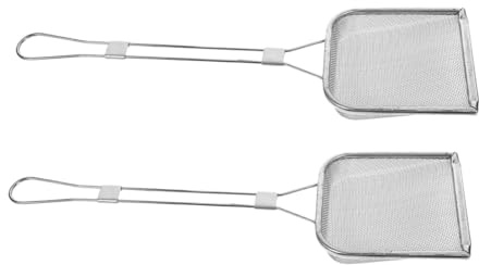 FIXOSHEE Espumadera Cuadrada de Acero Inoxidable con Colador de Malla Fina Cuchara Coladora para Filtrar Aceite y Grasa 2 Piezas para Freír Pollo Patatas y Alimentos Herramienta de